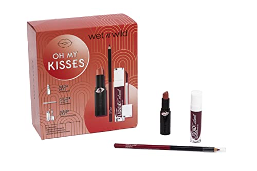 Wet n Wild, Oh My Kisses Makeup Set, Makeup Kit with Lip Pencil and Lipsticks, with Vitamin E and Hyaluronic Acid, Gift for Girls