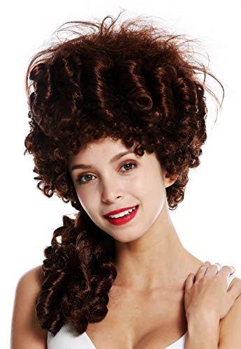 WIG ME UP- 91029-ZA33 Peluca Mujer Carnaval histórica Barroco Adel Color castaño Caoba Rojizo María Antonieta Pompadour Torre de Pelo Beehive