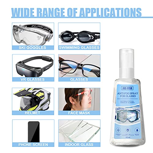 WIIBST Limpiador de Gafas antivaho de 60 ml con paño antivaho y Esponja para Gafas, paño de Limpieza Reutilizable, Spray antivaho para Gafas, Spray Limpiador de Gafas, Limpiador de Lentes para Gafa