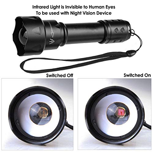 WindFire T20 IR 38 mm lente de luz infrarroja de visión nocturna LED linterna con zoom – para ser utilizado con dispositivo de visión nocturna (la luz infrarroja es invisible a los ojos humanos)