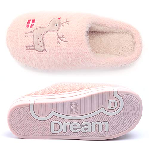 WINZYU Zapatillas Casa Mujer Hombre Invierno Cálido Pantuflas Suave Felpa Cómodo Reno Regalo Zapatos, Rosa 38/39 EU