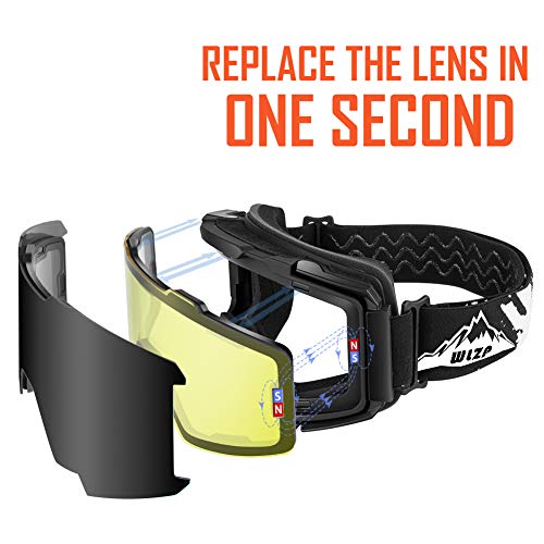 WLZP Gafas de esquí,Gafas de esquí magnéticas Intercambiables con 2 Lentes de Modelado, Protección Anti-vaho UV400 Gafas de Snowboard para Hombre Mujer Adultos Juventud Jóvenes