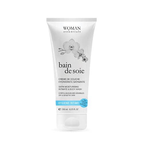 Woman Essentials BAIN DE SOIE I 2en1 BAÑO HIDRATANTE SEDOSO CUERPO ZONAS ÍNTIMAS 200 ml. Gel Baño Cremoso Piel Seca y Sensible – Cuidado Posparto.