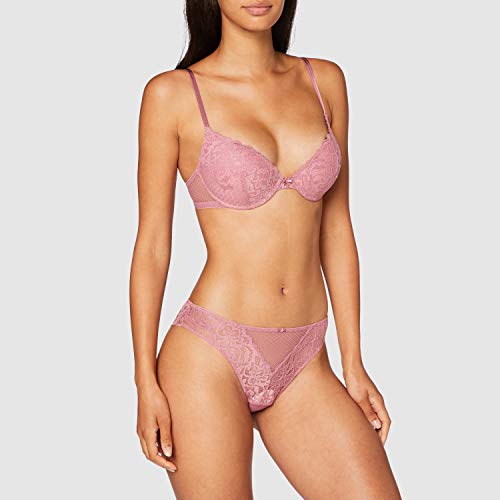 Women's Secret Sujetador push-up de encaje y estructura rosa ,80B para Mujer