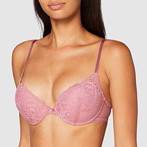 Women's Secret Sujetador push-up de encaje y estructura rosa ,80B para Mujer