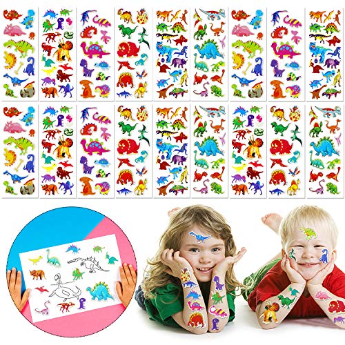 Wuree 72 PCs Dinosaur Party Favors Dinosaur Pulseras Anillos Llaveros Pegatinas Juguetes Premios Regalo Carnavales para niños Niños Fiesta de cumpleaños Artículos a Favor Goodie Bag Fillers