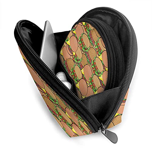 XCNGG Bolsa de almacenamiento Hamburguesa linda Gráficos sin costuras Bolso de maquillaje de viaje portátil Bolsas de almacenamiento organizadoras de artículos de tocador impermeables