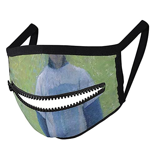 XintaoGG Máscaras de ropa de seguridad lavables reutilizables modernas con cremallera Cubiertas de boca de polvo Imprimir Landscape Pointillism Prairie Flowers Girl para protectores bucales de salud