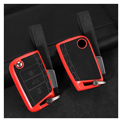 XUETING Xting - Funda para llave de coche, compatible con Volkswagen VW Golf 7 Mk7 Tiguan MK2 Polo Seat Ibiza 6J Leon 5F para MK3, Skoda Kodiaq Octavia 3 A7 2018 2019 (nombre del color: rojo)