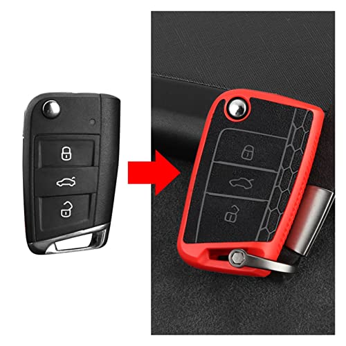 XUETING Xting - Funda para llave de coche, compatible con Volkswagen VW Golf 7 Mk7 Tiguan MK2 Polo Seat Ibiza 6J Leon 5F para MK3, Skoda Kodiaq Octavia 3 A7 2018 2019 (nombre del color: rojo)