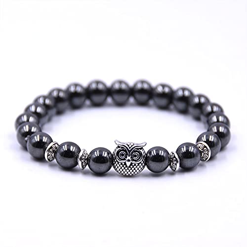 YAMAO Pulseras Hombre,Pulsera Hombre Pulseras para Mujer Joyería para Hombre Cuentas De Piedra De 8mm Braslet Elástico