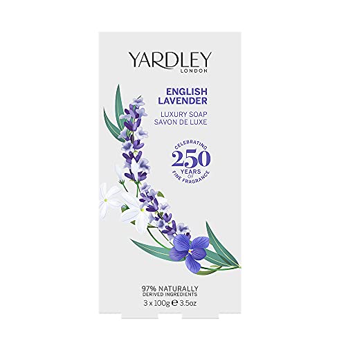 Yardley Londres Inglés Lavanda Jabón de lujo de 3 x 100 g, paquete de 3