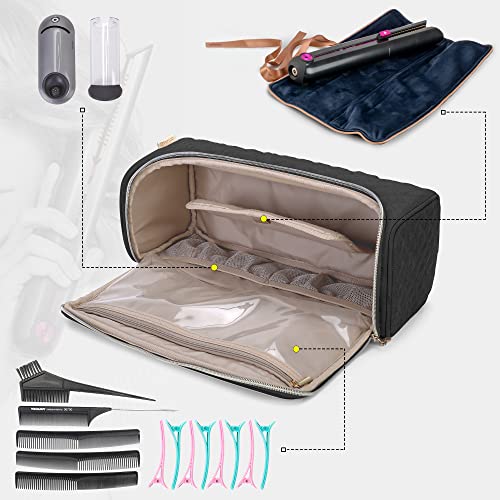 Yarwo Bolsa para Plancha de Pelo, Estuche de Viaje Compatible con Planchas para el Pelo Corrale, Bolsa para Cepillo Eléctrico Alisador de Pelo y Accesorios, Negro, (DISEÑO Patentado)