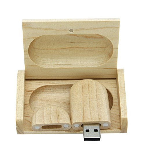 Yaxiny. Unidad Flash USB 2.0 de madera de arce. Memoria USB con caja de madera (2.0 GB)