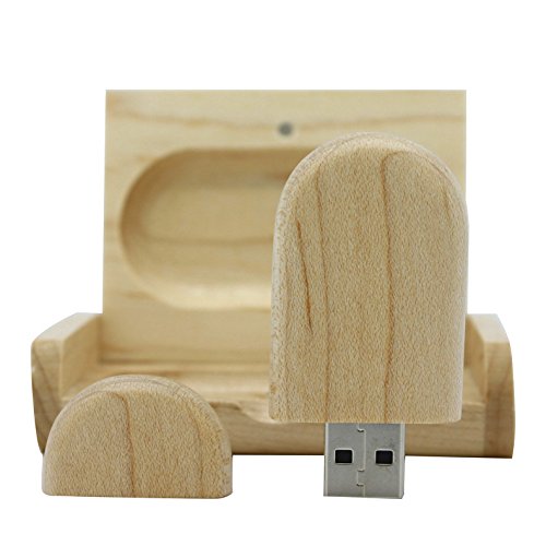 Yaxiny. Unidad Flash USB 2.0 de madera de arce. Memoria USB con caja de madera (2.0 GB)