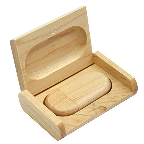 Yaxiny. Unidad Flash USB 2.0 de madera de arce. Memoria USB con caja de madera (2.0 GB)