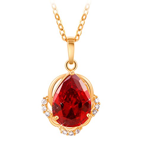 YAZILIND Joyería Pendiente del Collar de Diamante de 18 Quilates Chapado en Oro de la aleación de Las gotitas de Ruby Zirconia