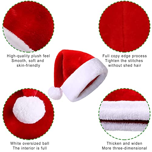 Yefun Sombrero de Navidad, Sombrero de Papá Noel Adultos para Hombre Mujer, Sombrero de Papá Noel, Gorro navideño, Gorro de Papá Noel Adornos Navidad Navideña Roja & blanco (1 Pack)