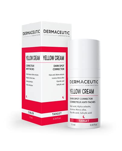 Yellow Cream - Iluminadora del tono de la piel - Crema facial aclarante para tono irregular de la piel - Antipigmentación - Contiene ácido kójico, arbutina, regaliz, glicólico y salicílico - 15ml