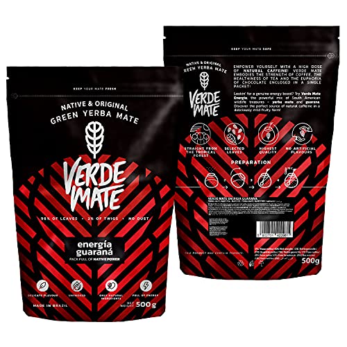 Yerba Verde Mate Green Energía Guarana 500g | Verde Mate Green Energía | Yerba Mate de Brasil | Yerba Mate Con Cafeína Natural | Sin gluten