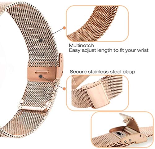 YGRY Correa de Reloj para Reloj Inteligente, Metal Watch Strap de Malla de Acero Inoxidable de 18 mm / 20 mm / 22 mm Pulseras de Repuesto de liberación rápida para Hombres y Mujeres (22 mm, Oro Rosa)