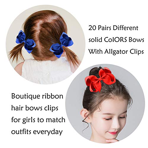 YHXX YLEN 40 lazos de grogrén para niñas y bebés, accesorios para el pelo con pinzas antideslizantes