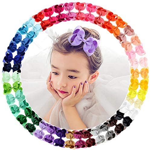 YHXX YLEN 40 lazos de grogrén para niñas y bebés, accesorios para el pelo con pinzas antideslizantes