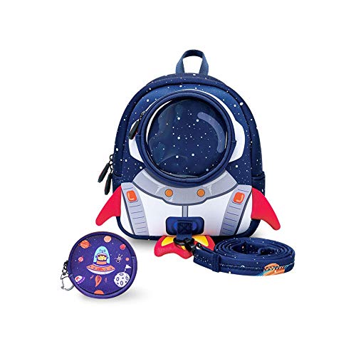 yisibo Mochila Infantil, Mochila para Niños Anti Perdidos Niñas Mochila 3D Bolsa De Mochilas para Niños Kindergarten,Mochila De Guardería 1-3 Años (Cohete-Azul)