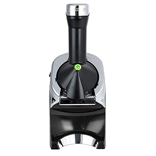 Yonanas 988 Deluxe Frozen Postre Maker Premium Chrome Diseño de frutas, es una alternativa vegana a helado, libre de BPA, apto para lavavajillas, incluye más de 75 recetas, 200 W, negro