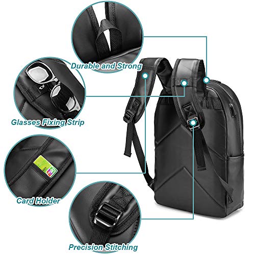 YOODI Mochila de Hombre Cuero de la PU Mochila para portátil de 15,6 '' Mochilas InformalesMujer Neceser de Viaje Bolsa de Viaje Bolsa Organizadora Estuche de Belleza Estuche de Cosméticos （Gris）