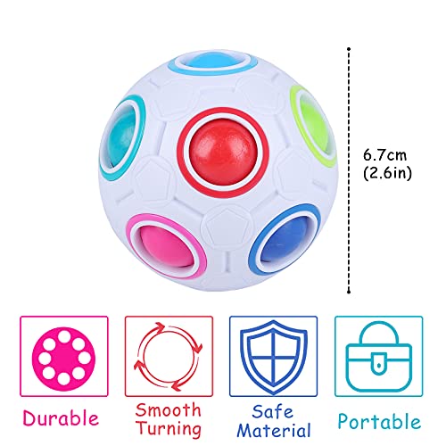 Yordawn Magic Rainbow Ball 2 Pack Magic Ball Puzzle 3D Puzzle Cube Bola Mágica del Arco Iris Speed Cube Regalo Cerebro Teaser Juguete Educativo para Niños Blanco