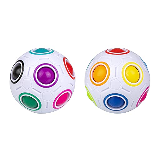 Yordawn Magic Rainbow Ball 2 Pack Magic Ball Puzzle 3D Puzzle Cube Bola Mágica del Arco Iris Speed Cube Regalo Cerebro Teaser Juguete Educativo para Niños Blanco