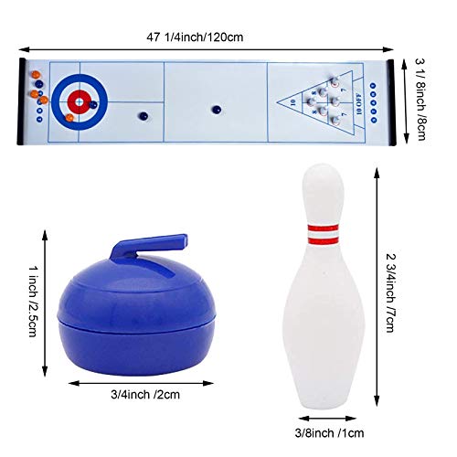 YZILXY Juego De Curling De Mesa - Tapete De Juegos De Bolos De Mesa 3 En 1 para Adultos, Niños Y Familias Diversión - para Almacenamiento Compacto En Interiores O Viajes a Partir De 6 Años