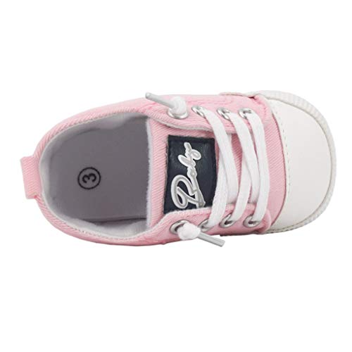 Zapatos para bebé Auxma La Zapatilla de Deporte Antideslizante del Zapato de Lona de la Zapatilla de Deporte para 3-6 6-12 12-18 M (3-6 M, Rosado)