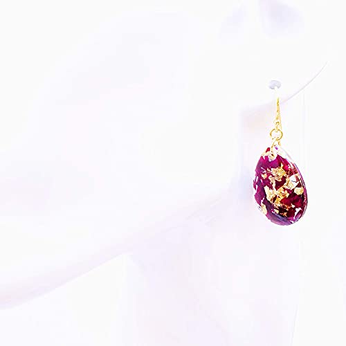 Zara - pendientes flores reales con pétalos de rosa | Joyas naturales de resina artesanal | Boho | Regalo único para mujer | ER63