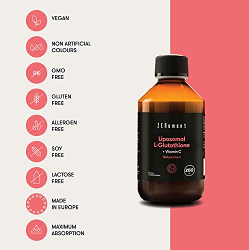 Zenement | L-Glutatión, + Vitamina C Liposomados, 250 ml | Forma reducida | Máxima Biodisponibilidad, Potente antioxidante | Vegano, Sin alérgenos, No-GMO