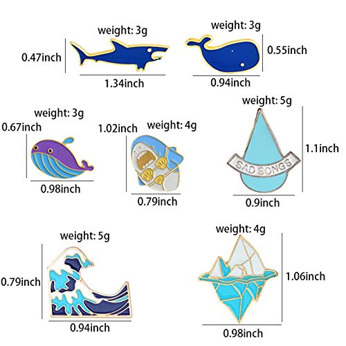 ZHANGOO 5PIC Esmalte Pins Blue Wave Iceberg Ballena Tiburón Broche Insignia Camisa de Mezclilla Pin de Solapa Dibujos Animados   Regalo Divertido para niños-Iceberg,q