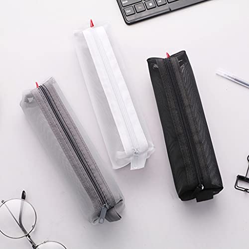 ZHINTE Estuche Estuche portátil Transparente para bolígrafos Negro/Gris/Blanco con Cremallera Bolsa organizadora de lápices de Malla Estuche cosmético portátil para Oficina y Escuela