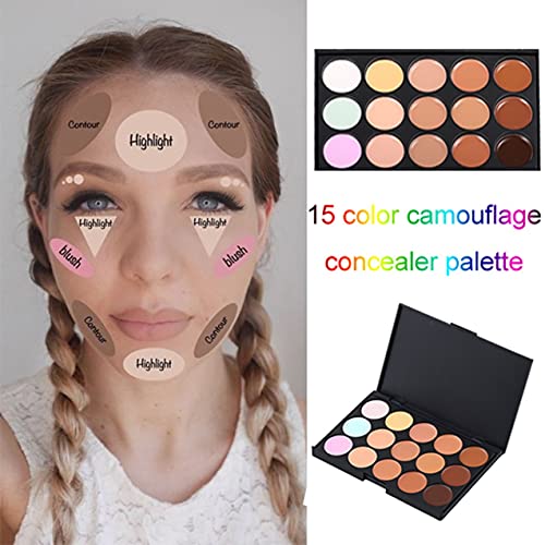 Zhou-YuXiang 15 Colores Profesionales de Maquillaje para Mujeres, Corrector de Belleza Facial, Paleta de Camuflaje, Herramientas cosméticas para el Cuidado de la Cara