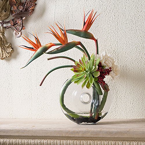 ZHOUBAA Flor Artificial Ave del Paraíso Planta Falsa Seda Strelitzia Reginae Decoración para El Hogar Flores Artificiales para Decoración Naranja