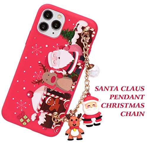 ZhuoFan Navidad Funda para iPhone 11 Cárcasa Silicona con Dibujos 3D Muñecas Navidad Diseño Ultrafina Suave TPU Antigolpes de Protector Piel Pulsera Case para Apple iPhone 11, Rojo