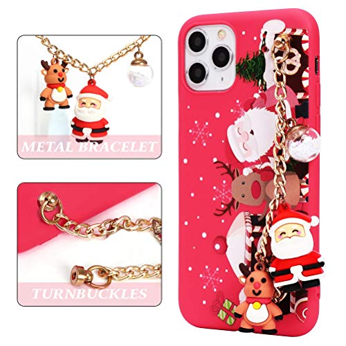 ZhuoFan Navidad Funda para iPhone 11 Cárcasa Silicona con Dibujos 3D Muñecas Navidad Diseño Ultrafina Suave TPU Antigolpes de Protector Piel Pulsera Case para Apple iPhone 11, Rojo