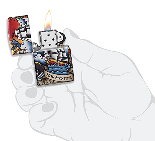 Zippo Classic Pocket Lighter Model 49532 - 540 Nautical Tattoo Design - | Windproof | Metal Material - Cream