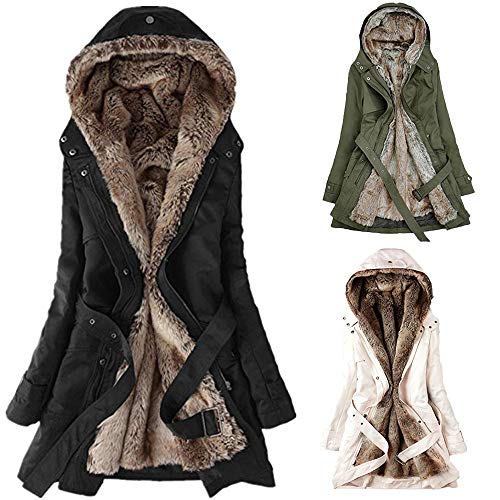 ZODOF Abrigo de Invierno，Forro de Piel para Mujer Abrigo para Mujer Invierno Cálido, Mujer Invierno Abrigo Militar con Capucha Chaqueta de Acolchado Anorak Jacket Outwear Coats