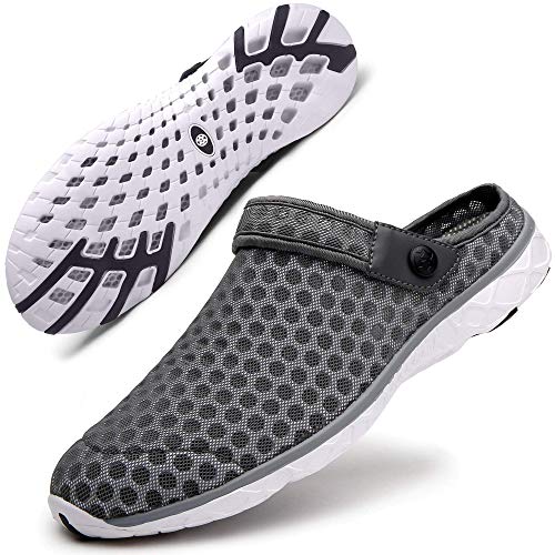 Zuecos de Verano para Unisex Adulto Playa de Sandalias Antideslizante Respirable Piscina Ahueca Zapatillas Chanclas Slippers Gris Oscuro 42