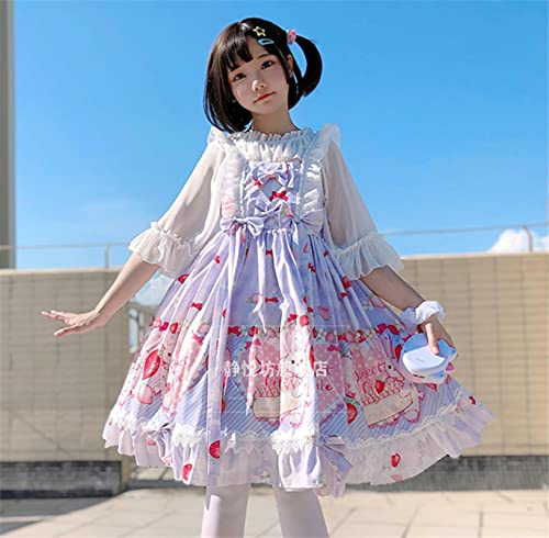 ZYONG Verano jsk Dulce Fresa Vestido Lolita Rosa niña Lolita op