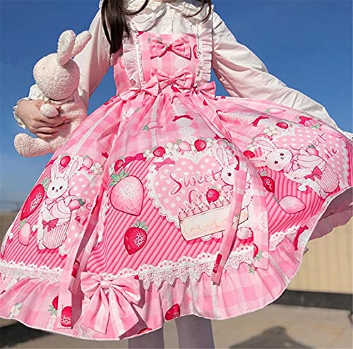 ZYONG Verano jsk Dulce Fresa Vestido Lolita Rosa niña Lolita op