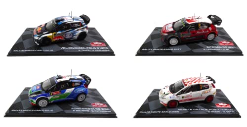 - Lote de 4 Coches de Rally 1/43 Ixo compatibles con + Citroen C3 + Polo WRC + Fiesta RS + Abarth Grande Punto