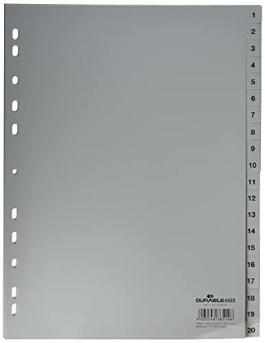 10 separadores NUMERIC Tab Index Polipropileno (PP) Gris Ranking Ranking - Separadores (NUMERIC Tab Index, Polipropileno (PP), Gris, Retrato, A4, 230 mm)