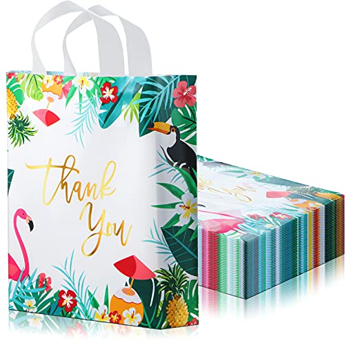 100 Bolsas de Compras de Plástico Bolsas de Thank You con Asas de Círculo Suave para Tiendas Minoristas, Boutiques, Fiesta, Bolsa de Regalo Pequeñas Venta al por Mayor, 12,6 x 11,8 Pulgadas